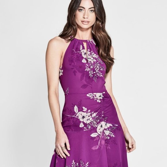 NWT Marciano Guess Purple Floral Halter Dress Sz S - Picture 4 of 6